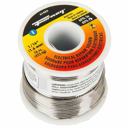 Forney Solder, Electrical Repair, Rosin Core, 1/16 in, 16 Ounce 61455